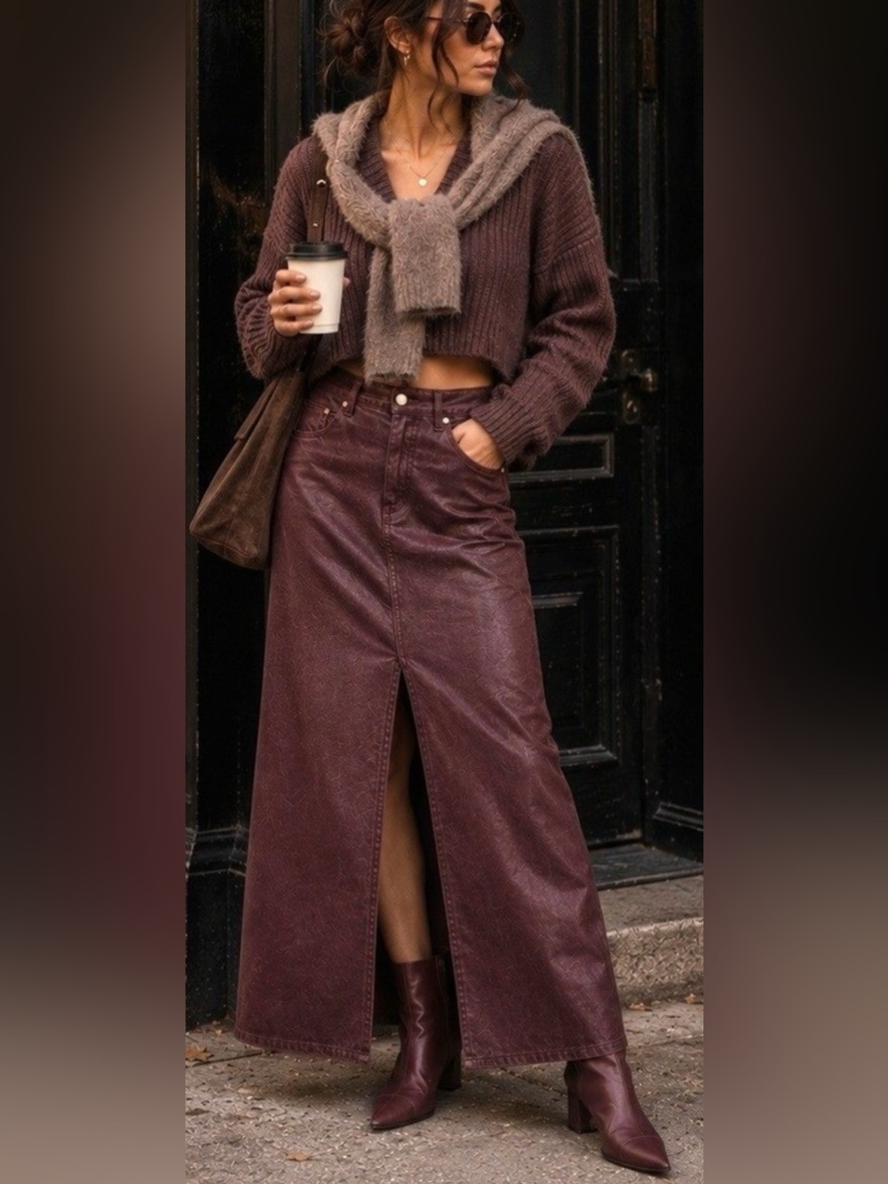 NEW Anthropology Pilcro The Madi Front-Slit Coated Denim Maxi Skirt Size 6